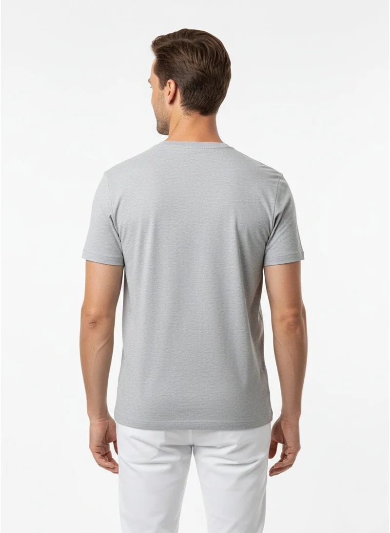 لعب البولو تيشيرت رجالي برسومات - رمادي